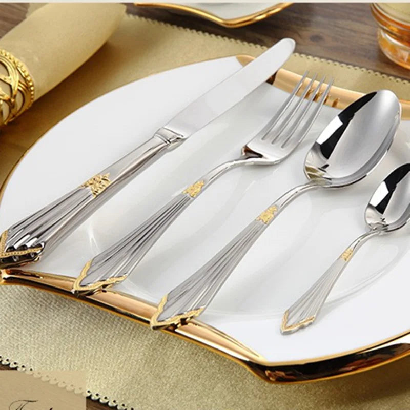 Premium 4-Piece Gold Plated Stainless Steel Cutlery Set