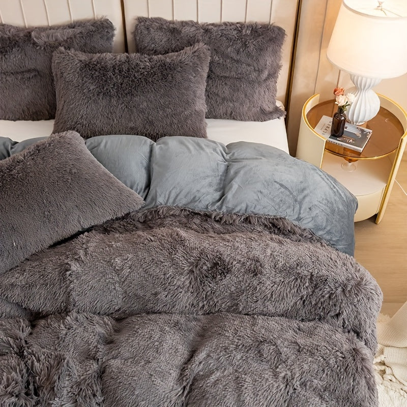 Cozy Fesara Plush Duvet Cover Set with Zipper