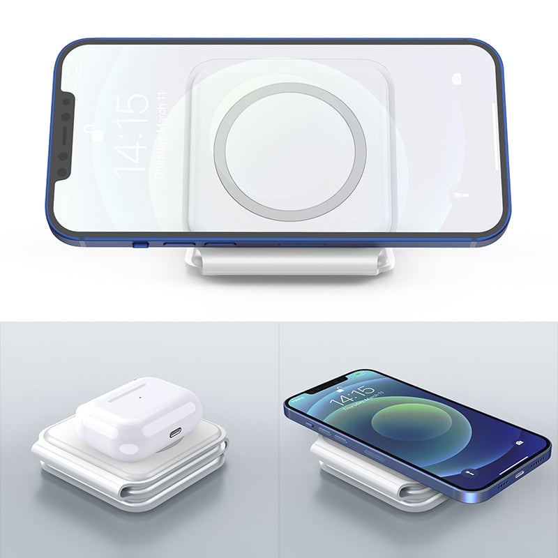 Compact 3-in-1 Portable Wireless Charging Pad