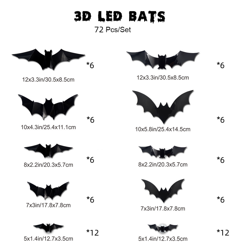 Spooky 3D Bat LED Wall Lamp