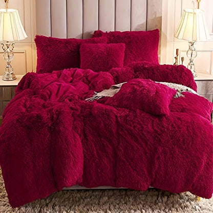 Cozy Fesara Plush Duvet Cover Set with Zipper