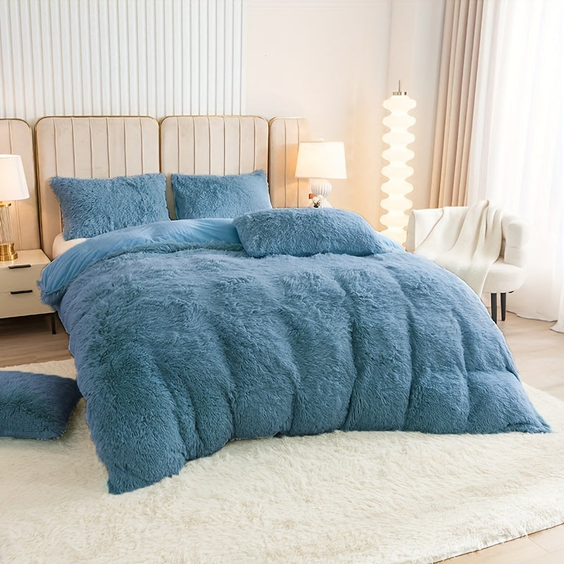 Cozy Fesara Plush Duvet Cover Set with Zipper