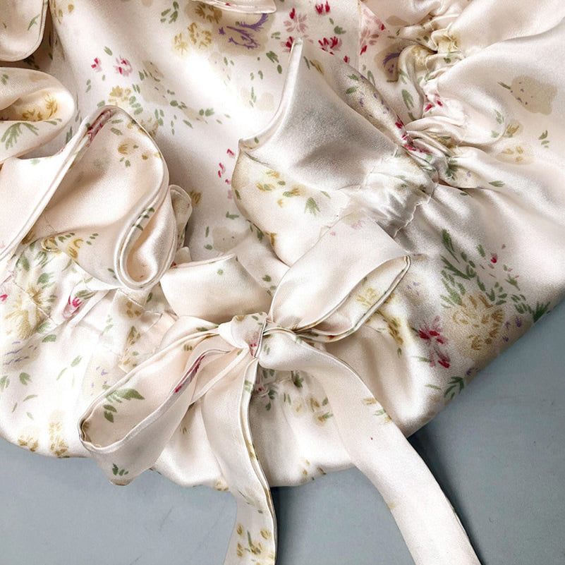 Soft Silk Sleep Cap with Satin Ribbon