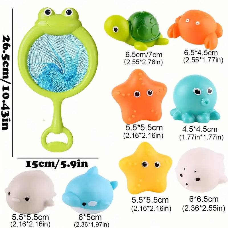 Bright Rubber Bath Toy with Mesh Net