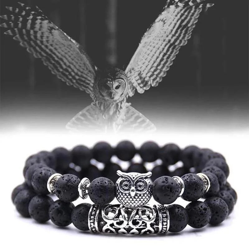 Boho Owl Beaded Stone Wristband