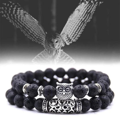 Boho Owl Beaded Stone Wristband