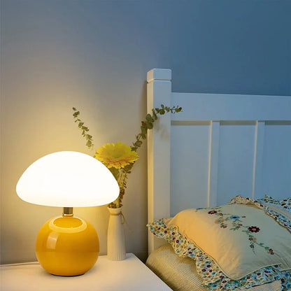 Rustic Mushroom Table Lamp - Warm Cream Bedroom Light