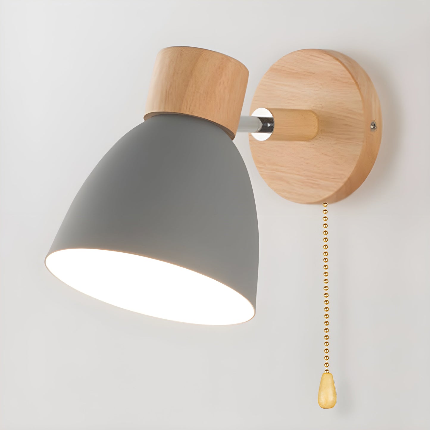 Rustic Wood Bedroom Wall Light with On/Off Switch