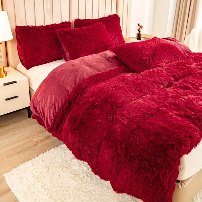 Cozy Fesara Plush Duvet Cover Set with Zipper