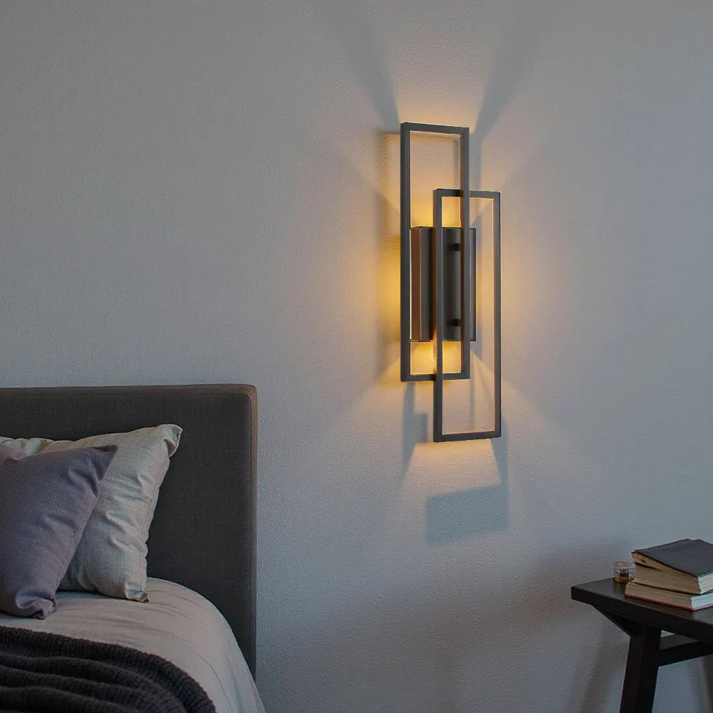 Sleek Contemporary LED Wall Lamp – Rectangle Shape with Dimmer - Fesara