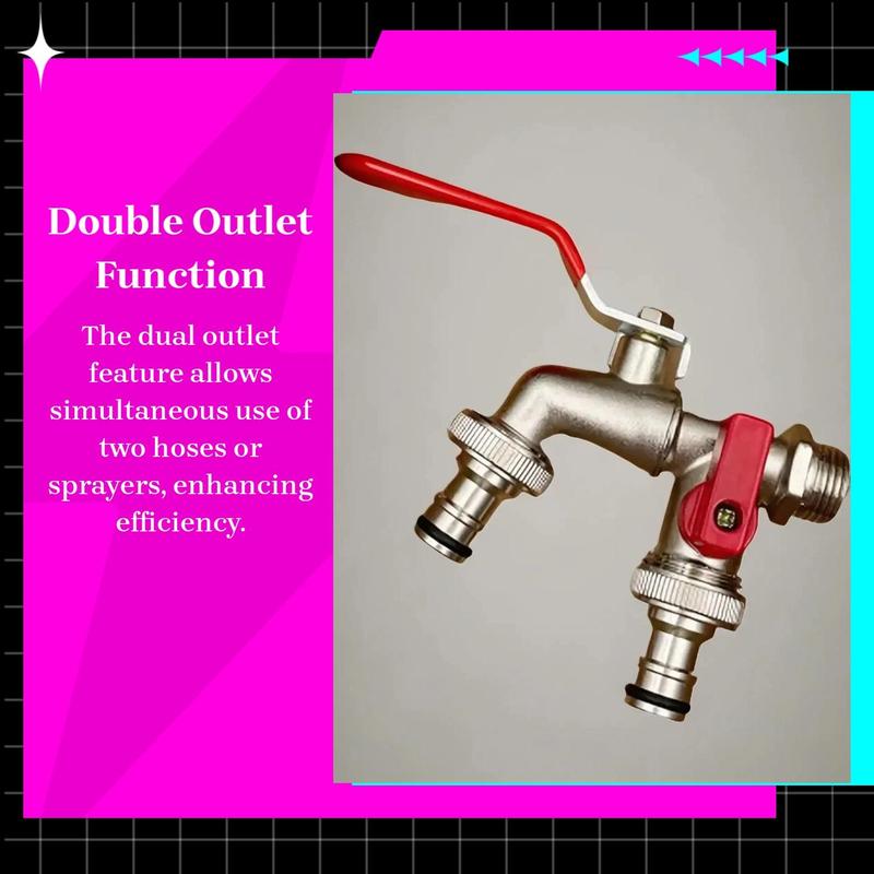 Heavy Duty 2-Handle Outdoor Faucet with Dual Outlets