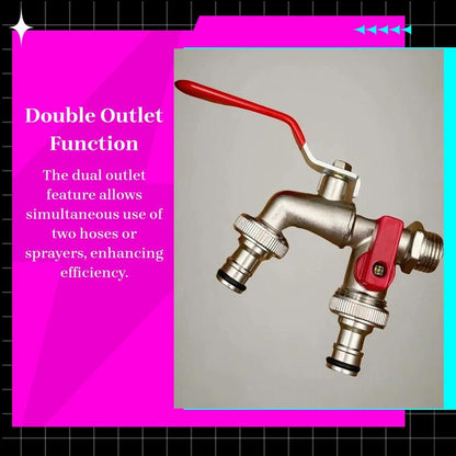 Heavy Duty 2-Handle Outdoor Faucet with Dual Outlets