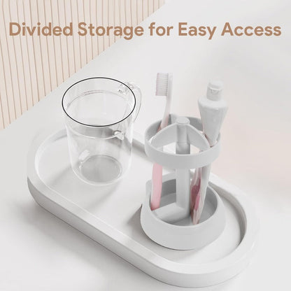 Bathroom Toothbrush Holder with Lid & Rinse Cup