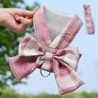 Cute Dog Harness with Adjustable Bow Tie