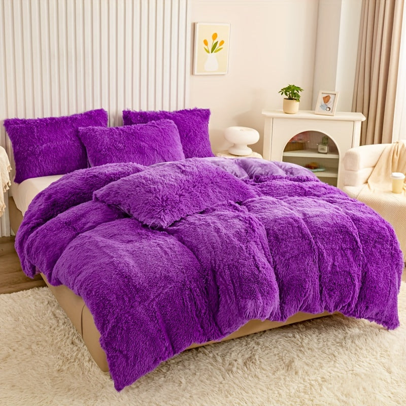 Cozy Fesara Plush Duvet Cover Set with Zipper