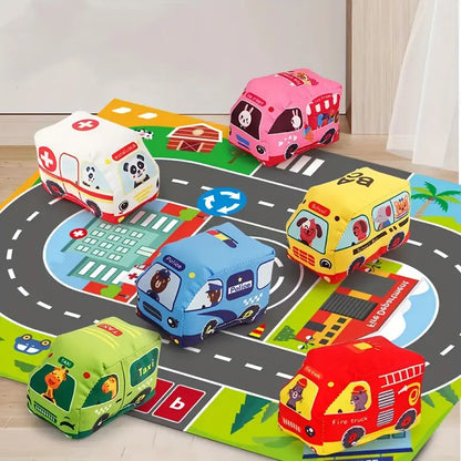 Portable 2-in-1 Soft Toy Cars Playset with Storage Bag