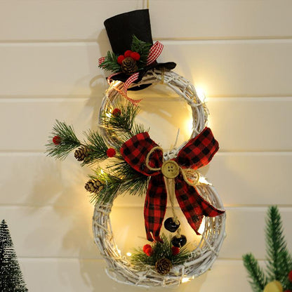 Winter Snowman LED Christmas Decor Wreath - Fesara