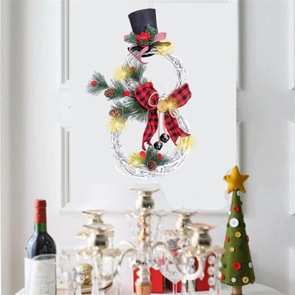 Winter Snowman LED Christmas Decor Wreath