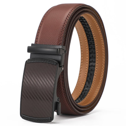 Genuine Leather Ratchet Belt With Adjustable Metal Buckle