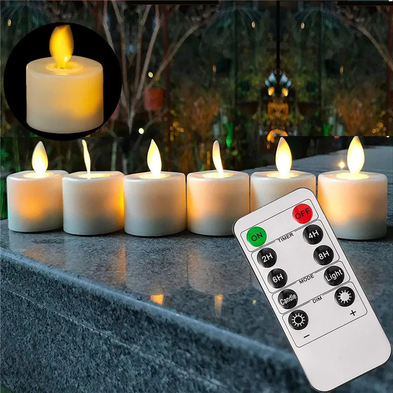 Warm White LED Flicker Candle Set with Remote
