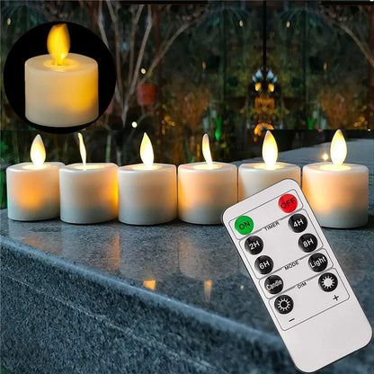Warm White LED Flicker Candle Set with Remote