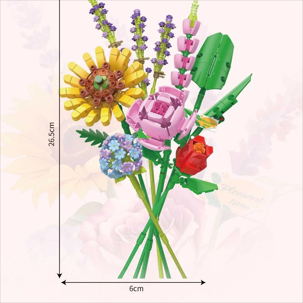 Colorful Flower Building Kit with Snowdrop Figures