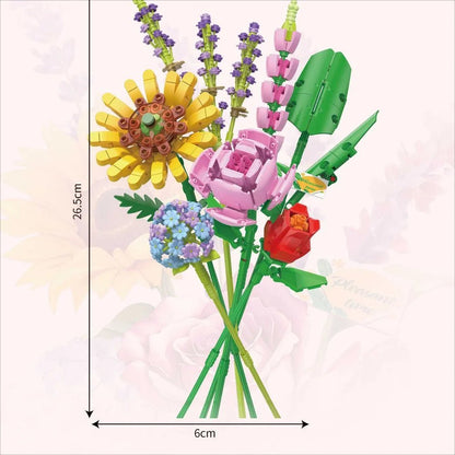 Colorful Flower Building Kit with Snowdrop Figures