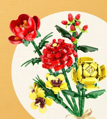Colorful Flower Building Kit with Snowdrop Figures