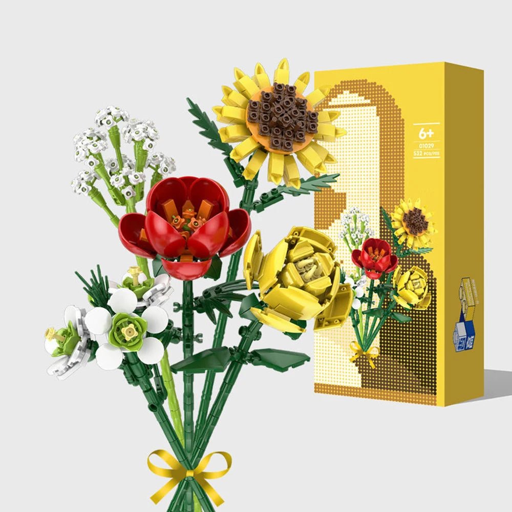 Colorful Flower Building Kit with Snowdrop Figures