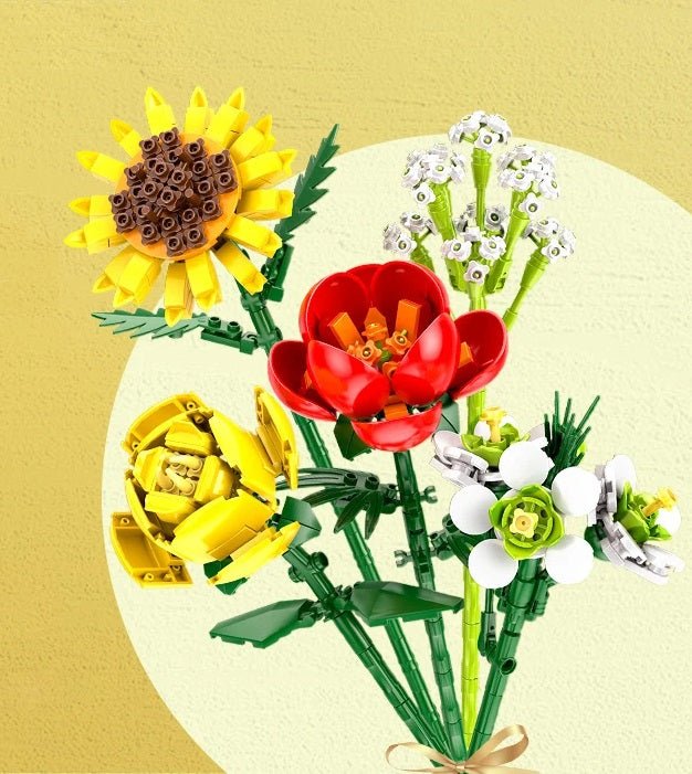 Colorful Flower Building Kit with Snowdrop Figures
