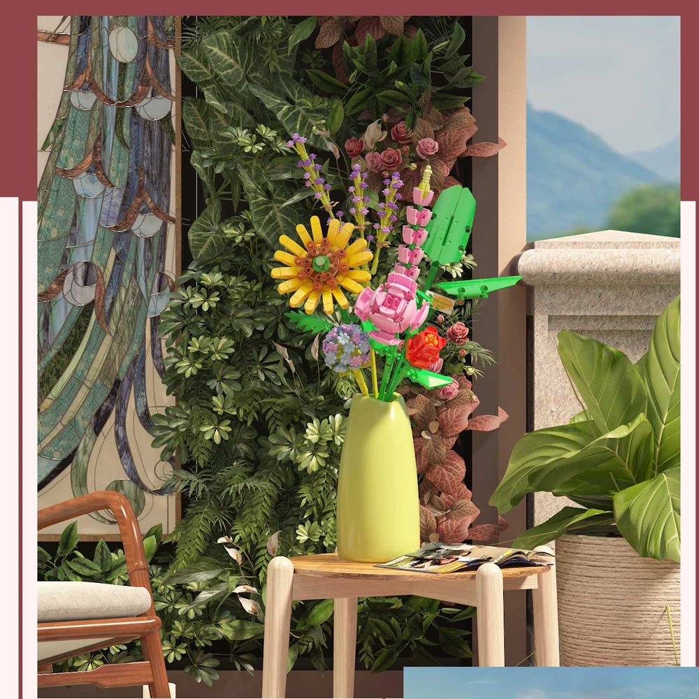 Colorful Flower Building Kit with Snowdrop Figures - Fesara