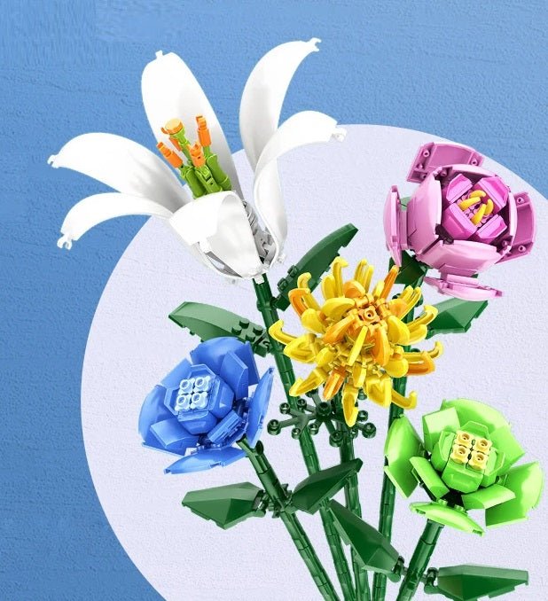 Colorful Flower Building Kit with Snowdrop Figures