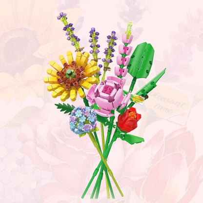 Colorful Flower Building Kit with Snowdrop Figures