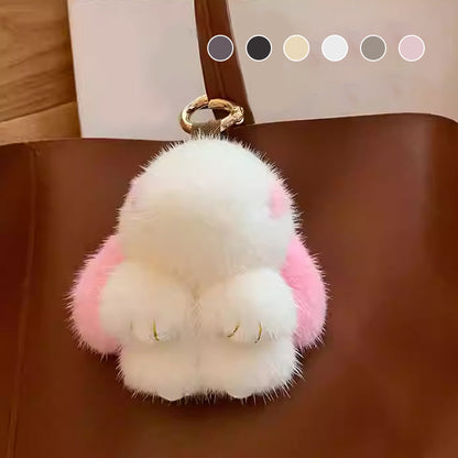 Adorable Plush Bunny Pom Pom Keychain Gift Set