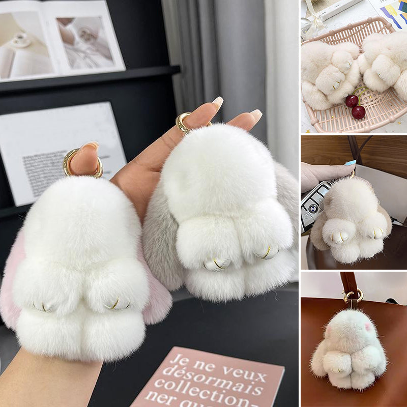 Cute Plush Bunny Pom Pom Keychain Box Set