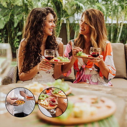 Stylish Snack Plate with Wine Glass Holder