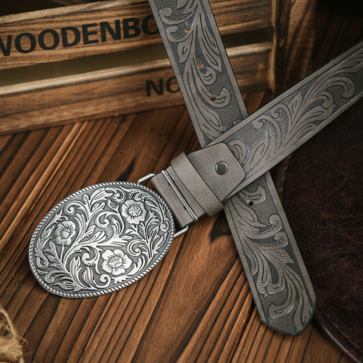 Men's Western Vegan Leather Belt with Strong Buckle