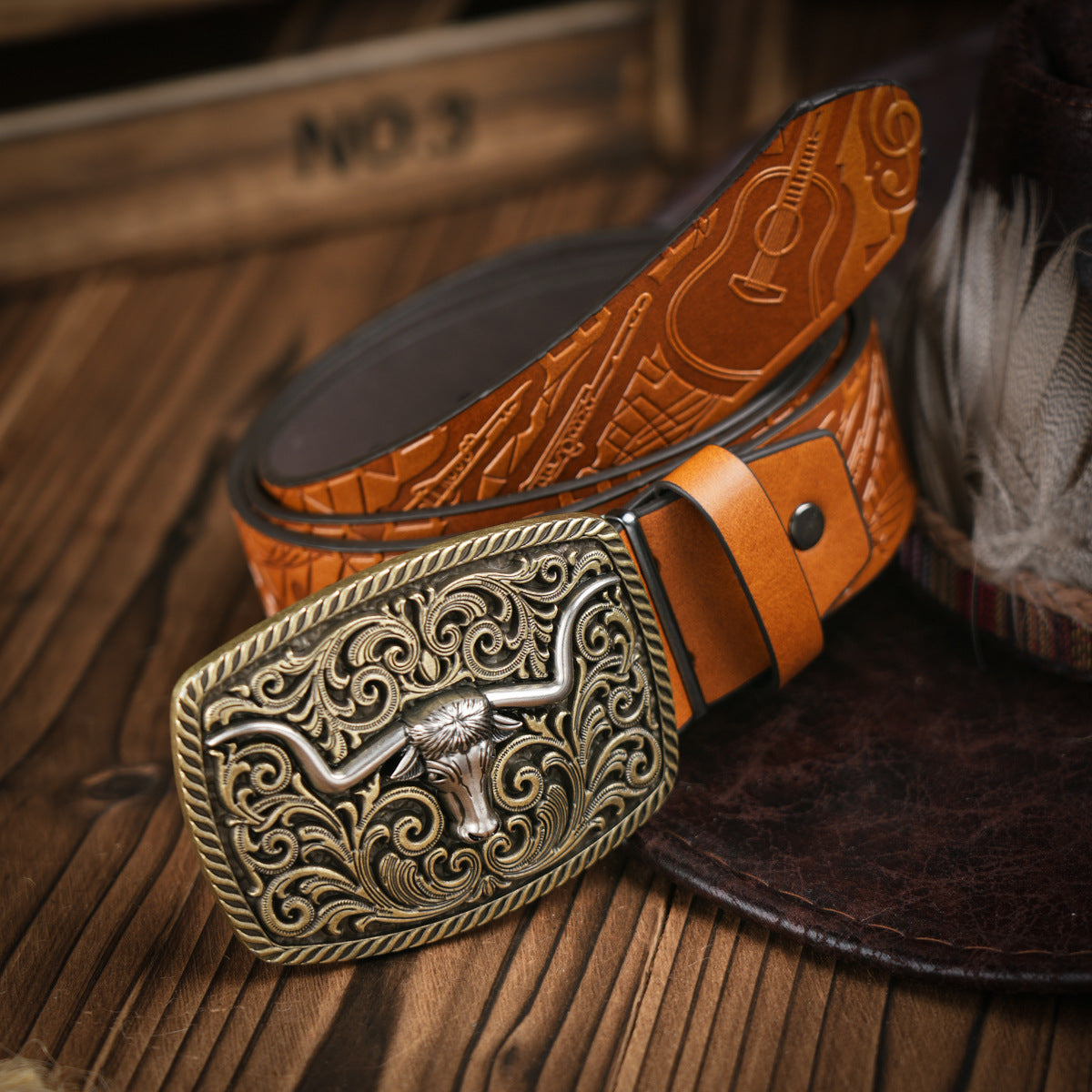 Classic Mens Leather Belt with Strong Metal Buckle