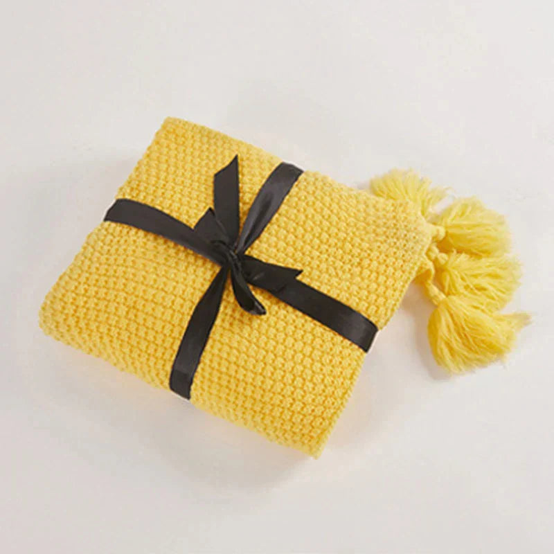 Cozy Wool Throw Blanket with Tassels