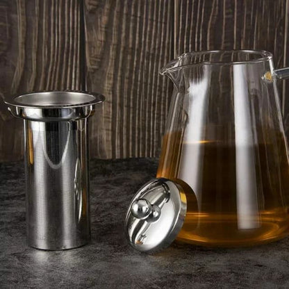 Clear Glass Teapot with Built-In Strainer