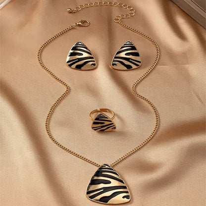 Animal Print Jewelry Set Necklace Earrings Ring
