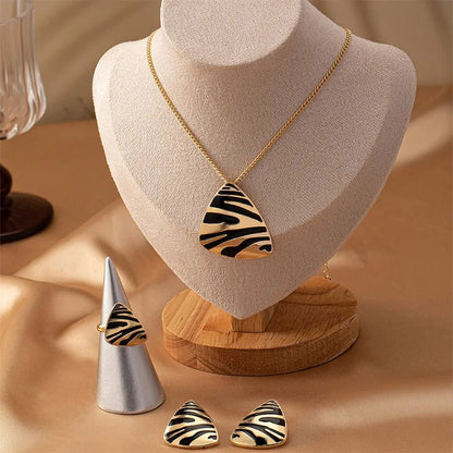 Animal Print Jewelry Set Necklace Earrings Ring