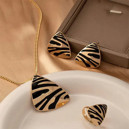 Animal Print Jewelry Set Necklace Earrings Ring