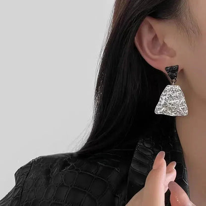 Modern Geometric Pattern Earrings Black White