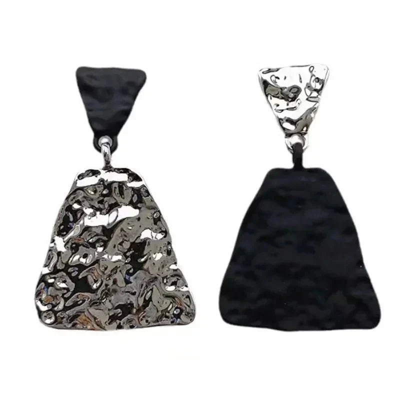 Modern Geometric Pattern Earrings Black White