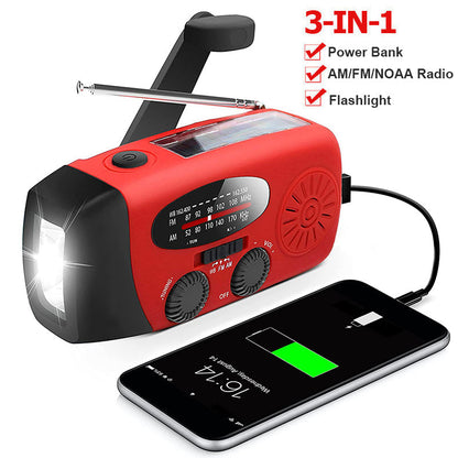Portable Emergency Radio with Flashlight and Power Bank