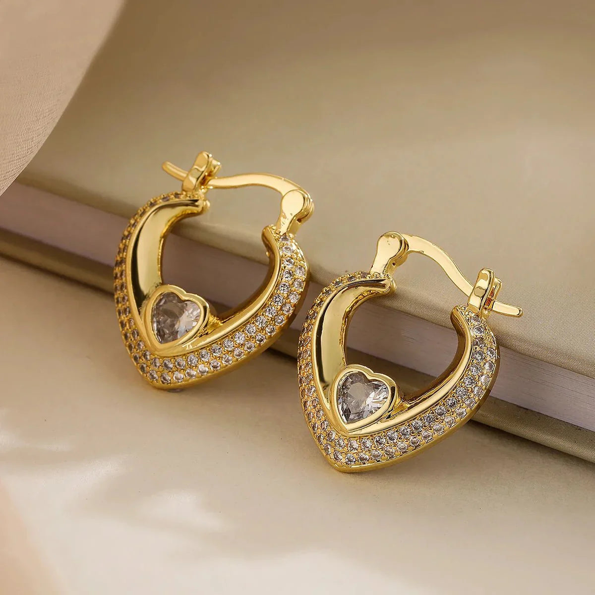 Luxurious Crystal Heart Drop Earrings