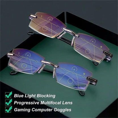 Stylish Blue Light Blocking Multifocal Reading Glasses - Fesara