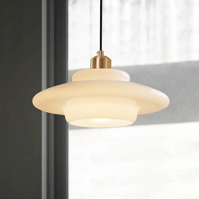 Elegant White Glass Drop Pendant