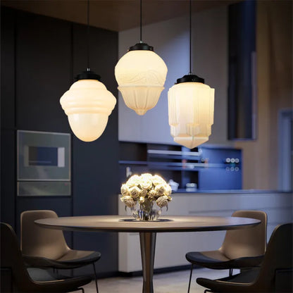 Vintage Retro Pendant Lamp with Glass Shade